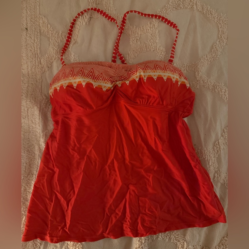 Athleta Coral Tankini Top with Geometric Pattern